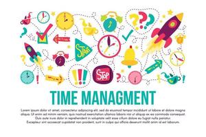 Time management stickers set set vector