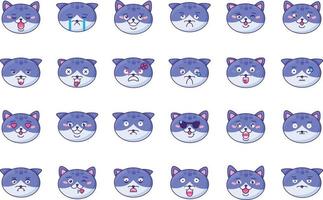 gato emoji diferente estado de ánimo colección conjunto vector