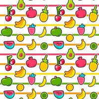 Exotic summer fruits vector seamless pattern
