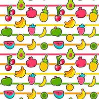 Exotic summer fruits vector seamless pattern