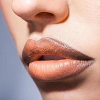 Square photo of woman lips with lipstick