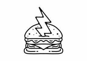 diseño de ilustración del tatuaje de hamburguesa y trueno vector