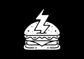 diseño de ilustración del tatuaje de hamburguesa y trueno vector