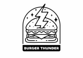 diseño de ilustración del tatuaje de hamburguesa y trueno vector