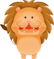 dessin animé mignon lion aquarelle png