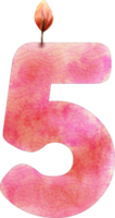 watercolor number 5 candle png