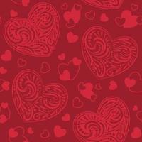 Low contrast red background with big lacy hearts and silhouettes of small hearts. Seamless pattern. Decoration for Valentines day, love romantic theme. Good for wrapping, textile, print, wedding decor