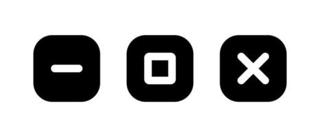 Minimize, maximize, and close icon vectors. App window button vector