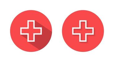 Medical cross line icon vector isolated red circle background