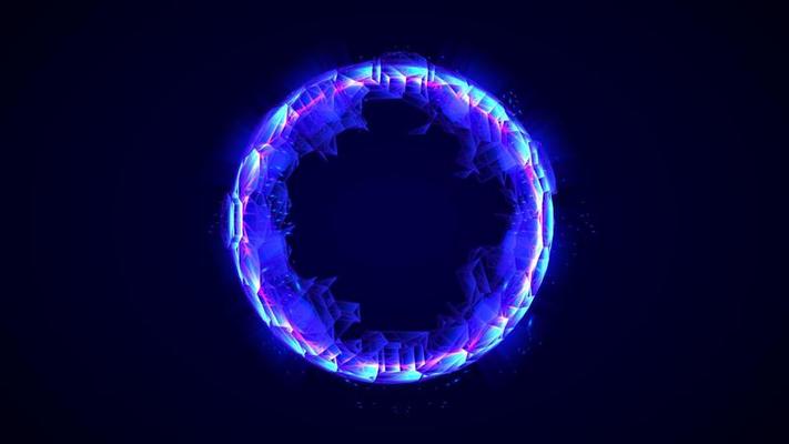 circle glowing neon frame with blue light for your text, banner, template, poster, vector illustration