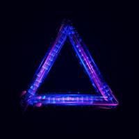 Abstract triangle futuristic glitch frame. Colorful light effect. vector