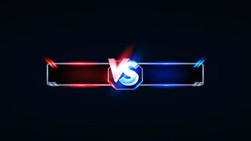 vs versus battle headline plantilla de banner moderno, fondo brillante rojo y azul, juego de lucha, interfaz de juego vector