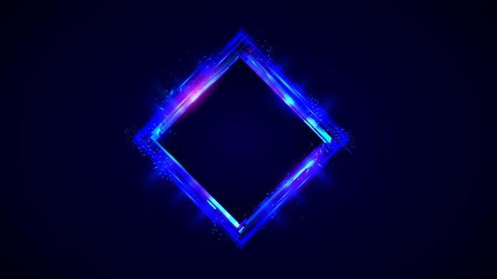 square glowing neon frame with blue light for your text, vector illustration