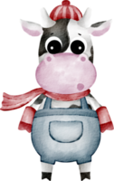 personagem de vaca em aquarela png