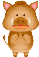 acquerello cinghiale cartone animato png