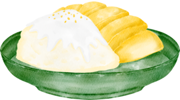 watercolor mango sticky rice png
