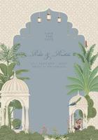 Mughal Wedding Card Design. Invitation card for printing vector illustration.