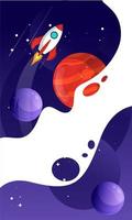 Space exploration background design with a Galaxy, Rocket, Planets and Stars in cosmos. Template for website page, social media and banner vector illustration