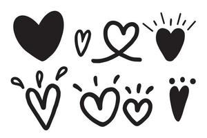 Set of doodle heart handdrawn collection for element, card, template vector