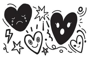 Set of doodle heart handdrawn collection for element, card, template vector