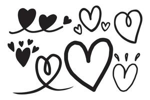 Set of doodle heart handdrawn collection for element, card, template vector