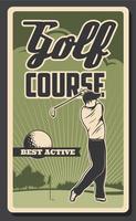 Golf course, professional golfer sport club vector