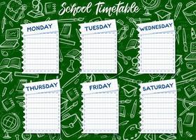 School timetable on chalkboard background vector