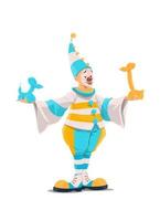 Circus clown in costume with balloon animals vector