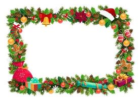 Frame, Christmas decor, Xmas tree branches vector