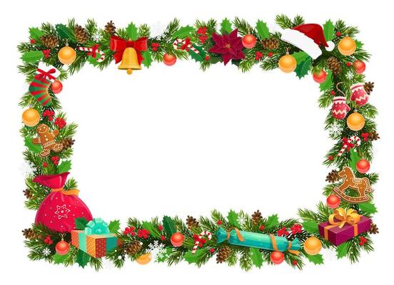 Frame, Christmas decor, Xmas tree branches