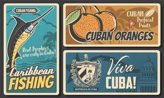 Cuba travel, culture and landmarks vector