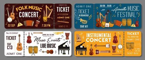 Folk live instrumental music concert tickets vector