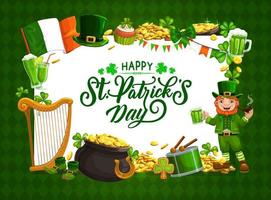 día de san patricio, símbolos de suerte celta de vacaciones irlandeses vector