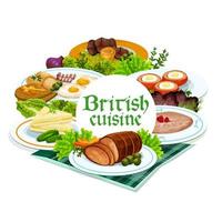 Britain cuisine vector English meals round frame