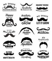 Mustache symbols of men health November month vector