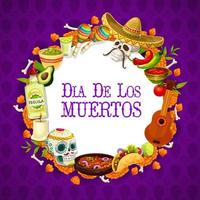 Dia de los muertos traditional mexican signs frame vector