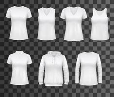 camisetas sin mangas blancas para mujeres, maquetas de ropa deportiva vector