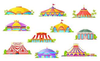 Circus, marquees and big top tent buildings vector