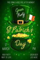 Patricks day holiday green party flyer vector