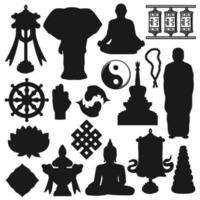 Buddhism religion, Buddhist meditation symbols vector