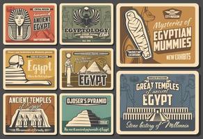 Egypt travel, pharaoh pyramid, mummy and sphinx vector