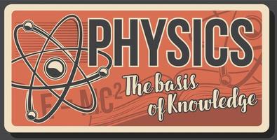 cartel de física con átomo y moléculas vector