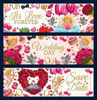 Save the date, wedding date congrats, love forever vector