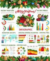 Christmas gifts and Xmas tree infographics vector