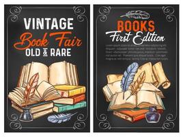 Vector sketch posters or rarity vintage books
