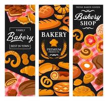 Desserts, sweets, patisserie, baker shop banners vector