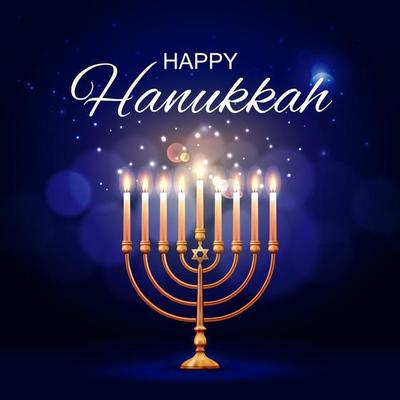 Hannukah menorah with David Star. Jewish religion