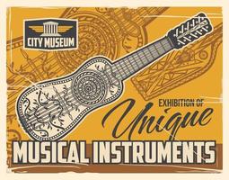 Musical folk instruments exhibition poster vector