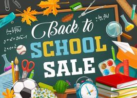Back to School education season supplies sale vector