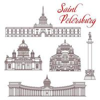 puntos de referencia de viaje de san petersburgo. turismo ruso vector